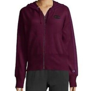Champion Womens Sweater S Purple Herringbone Zip